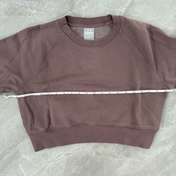 Women’s TNA Perfect Cozy Fleece Cropped Crew Neck Sweatshirt Size Medium - Picture 14 of 15